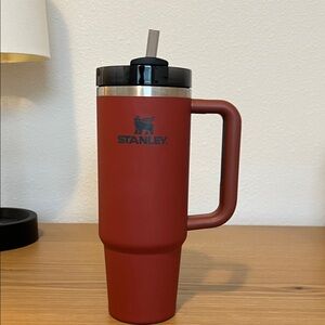 Stanley Matte Brick Red Travel Mug with Handle and Straw Lid